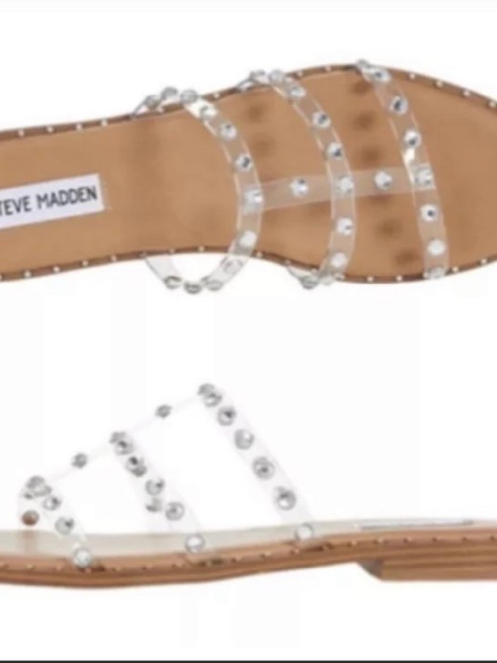 Steve Madden Lyna Clear Faux Crystal Slides